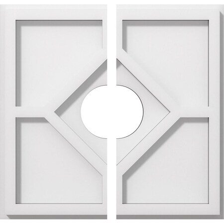 Ekena Millwork Embry Architectural Grade PVC Contemporary Ceiling Medallion, Two Piece, 12"OD x 3"ID x 4"C x 1"P CMP12EY2-03000